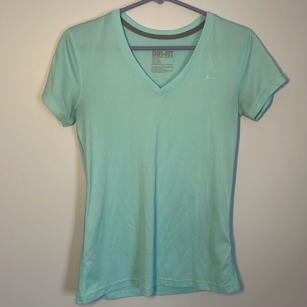 Nike Light Blue DriFit Short Sleeve Work out Top